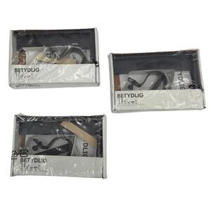 Lot of 3 IKEA BETYDLIG Wall/Ceiling Curtain Rod Brackets Black 602.172.28